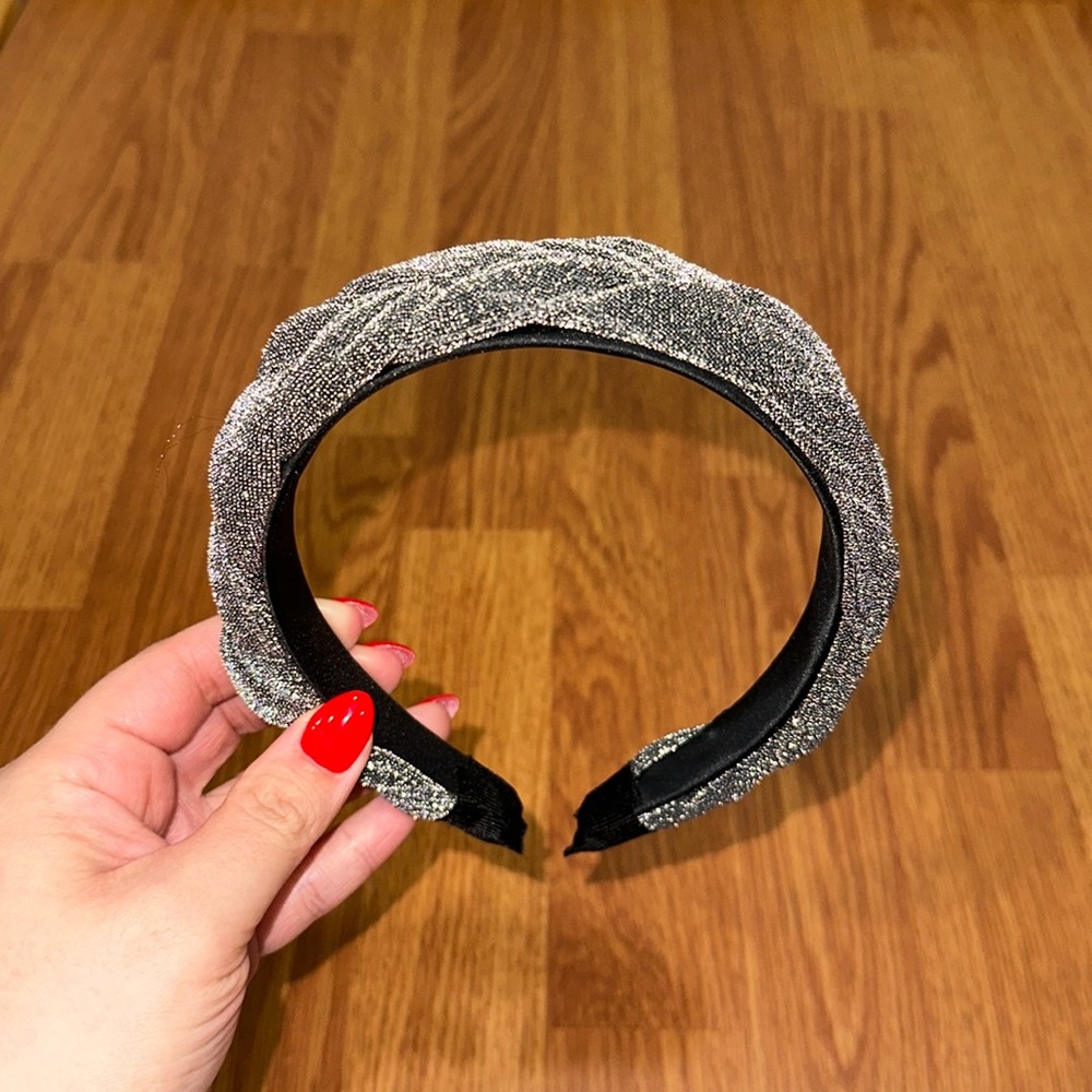 Metallic silver braided headband